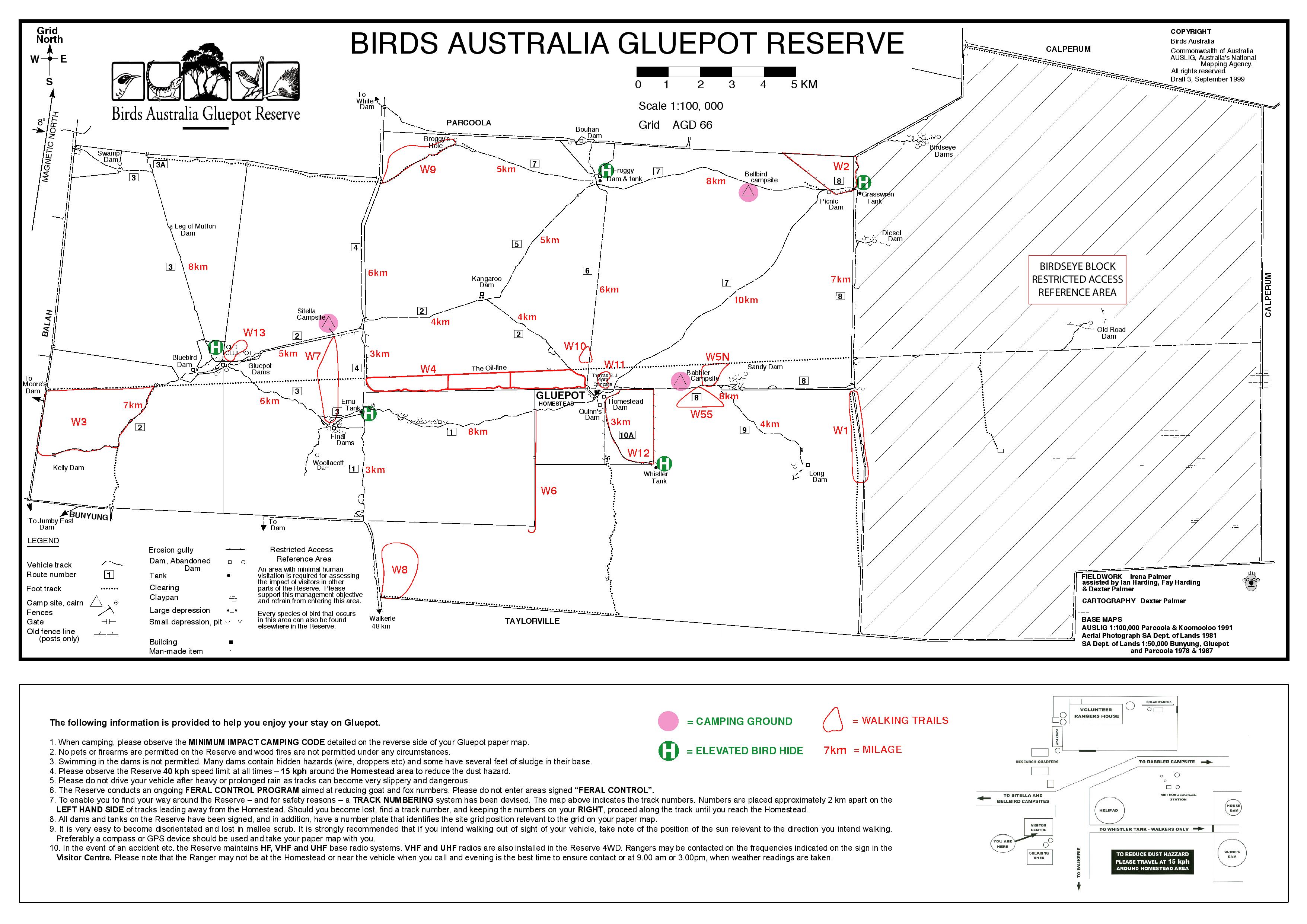 The following map shows the location of the camp sites